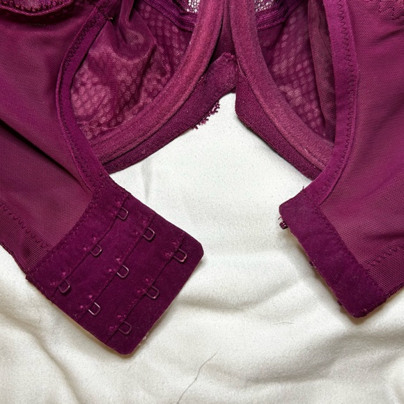 Elomi Charley Purple Stretch Lace & Mesh Plunge Bra Racerback Opt brand size 42G - Picture 5 of 14